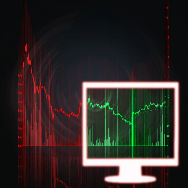 Gráfico do mercado de ações em monitor branco — Fotografia de Stock