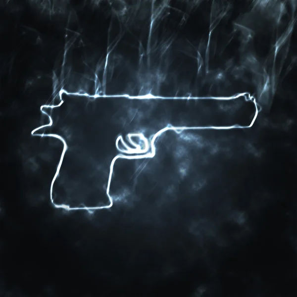 Gun in the smoke — Stock Photo, Image
