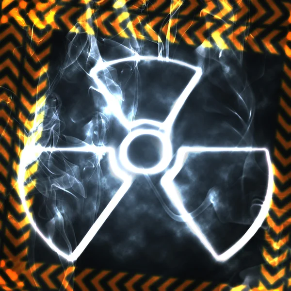 Nuclear sign in the smoke — Stock Photo, Image