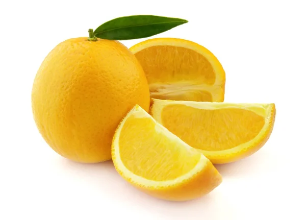 Lemon Slice Leaves White Background — Stock Photo, Image