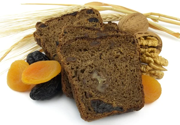 stock image Black bread with fruit