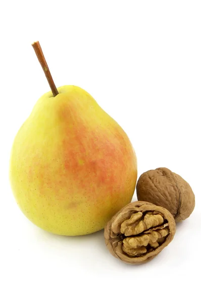 Pear with walnut — Stock Photo, Image