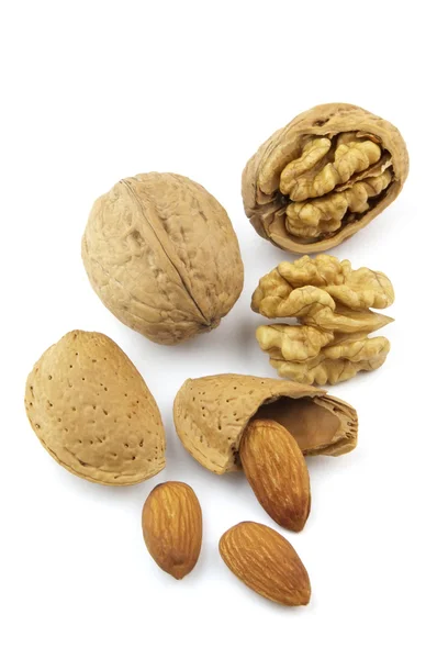 Walnuts and almonds — Stock Photo, Image