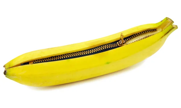 Banana with zipper — Stock Photo, Image