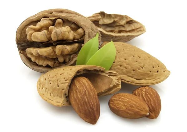 Walnuts and almonds — Stock Photo, Image