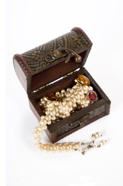 Treasure chest with jewelry clipart