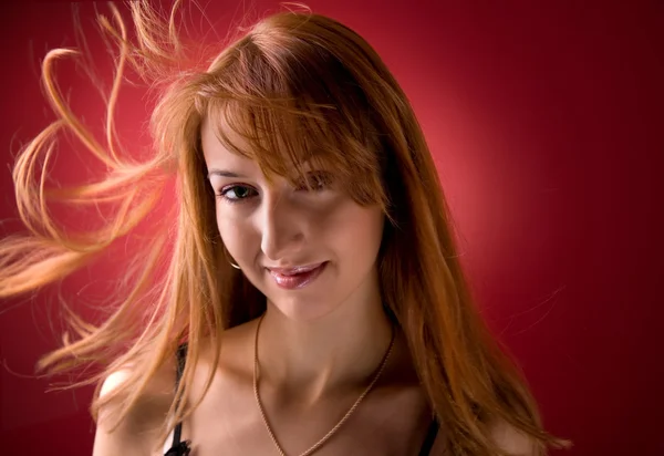 Sexy girl with flying hair — Stock Photo, Image
