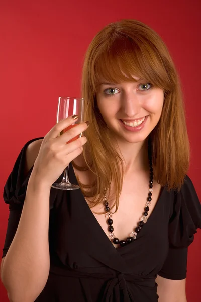 Beautiful girl with champagne glass — Stock Photo, Image