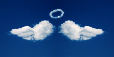 Angel wings and nimbus formed from cloud clipart