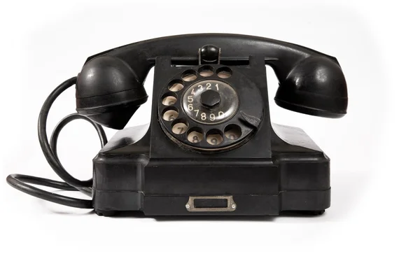 Παλιό τηλέφωνο μαύρο με σκόνη και γρατζουνιές — Φωτογραφία Αρχείου
