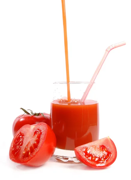 Tomatoes and tomato juice — Stock Photo, Image