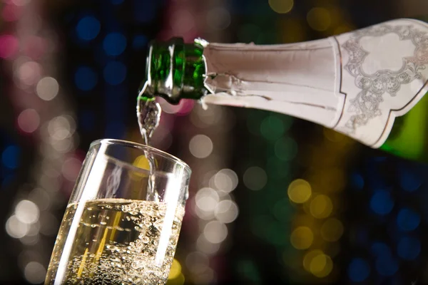 Nieuwjaarskaart met champagne — Stockfoto