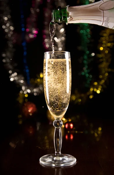 シャンパンで年賀状 — ストック写真