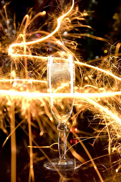 stock image New Year card with champagne glass