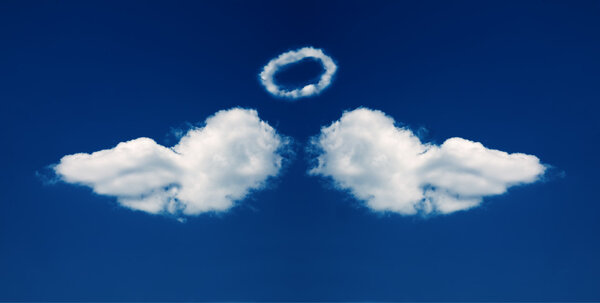 Angel wings and nimbus formed from cloud