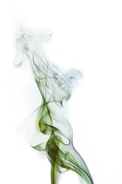 Green and blue cigarette smoke — Stock Photo, Image