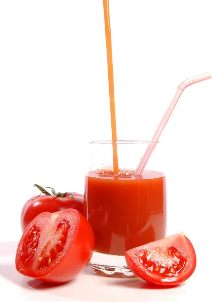 Pomidory i soku pomidorowego — Zdjęcie stockowe