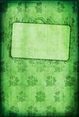 Grunge background with clover and copy-s clipart