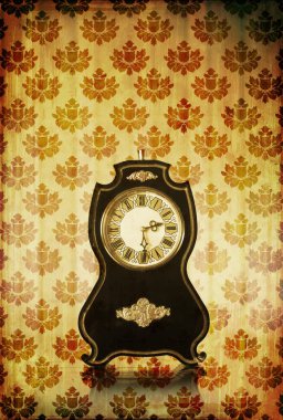 Vintage clocks on grungy background clipart