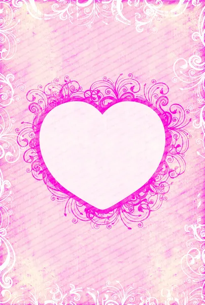 Grunge-Tapete mit floralem Herz — Stockfoto