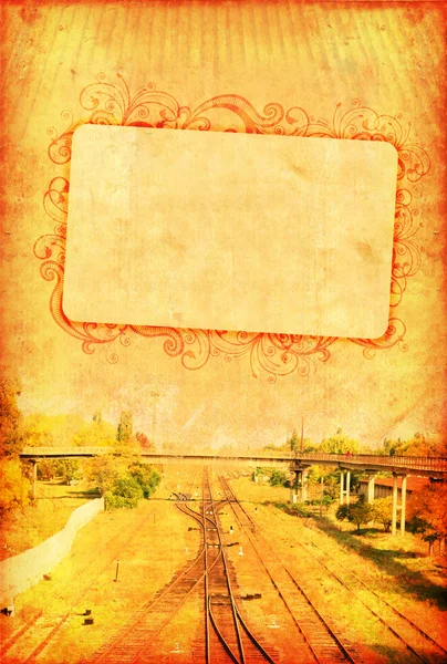 Вінтажні шпалери з залізницею — стокове фото