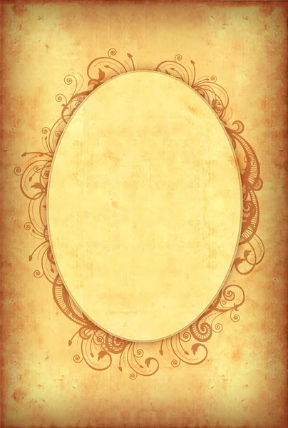 Vintage wallpaper with floral oval frame — Stock Photo, Image