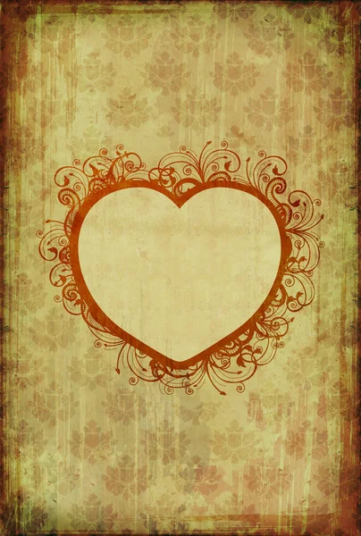 Vinobraní tapety s květinovým srdcem — Stock fotografie