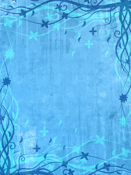 Moldura azul com padrões florais — Fotografia de Stock