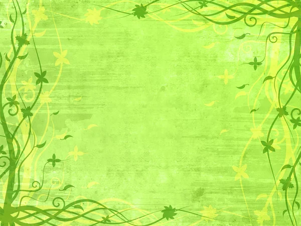 Moldura verde com padrões florais — Fotografia de Stock
