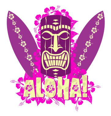 Illustration of tiki mask with su clipart