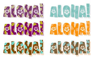 Illustration of aloha word in dif clipart