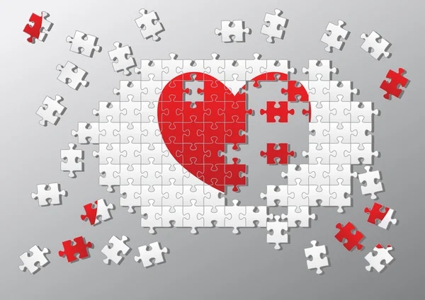 Pezzi di puzzle cuore spezzato — Foto Stock