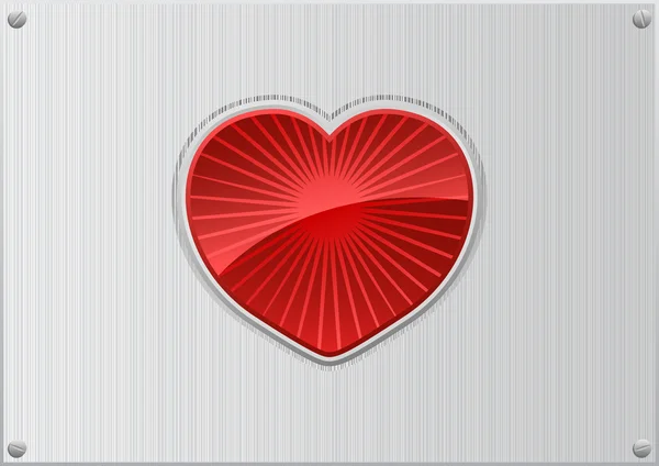 Rött hjärta på aluminium bakgrund — Stockfoto
