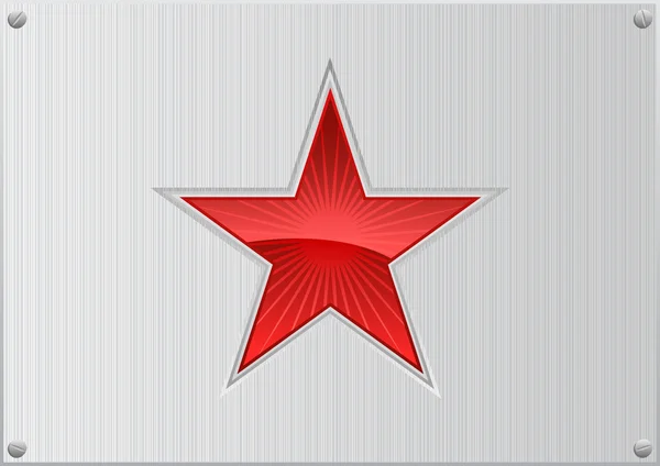 Red star on aluminum background — Stock Photo, Image