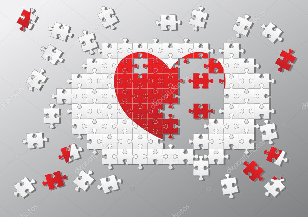 Jigsaw pieces broken heart