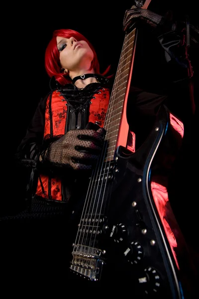 Szexi lány gitározni — Stock Fotó