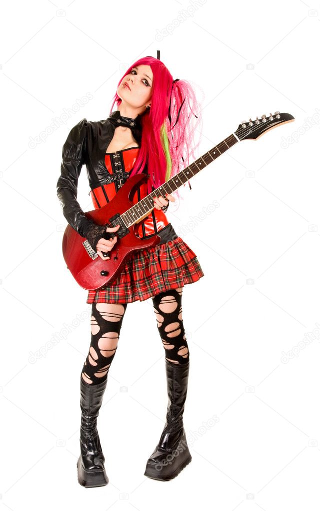 Gothic girl with guitar