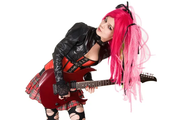 Gothic dívka hraje kytara — Stock fotografie