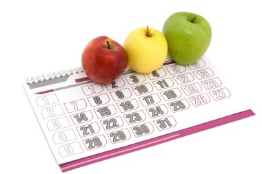 Apple calendar with three color clipart