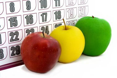 Apple on background of a calendar clipart