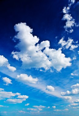 Beautiful blue sky with cumulus clouds clipart