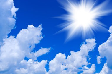 Cumulus clouds with sun clipart