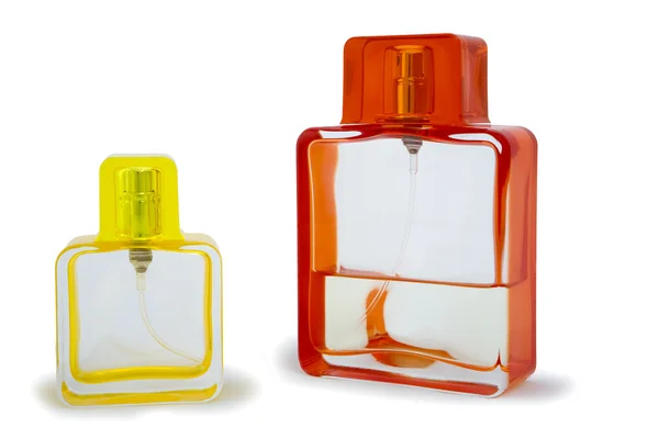 Izole iki parfüm şişesi — Stok fotoğraf