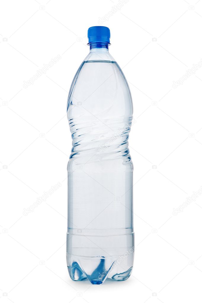 Bottle blue with water isolated