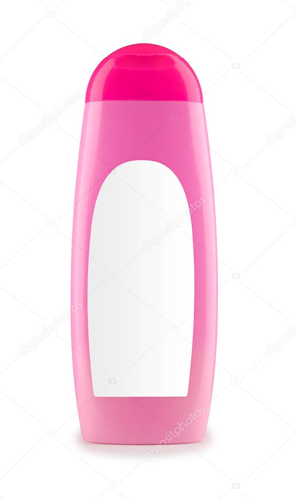Pink plastic bottle isolated