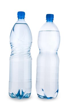 Two blue transparent bottle with water clipart