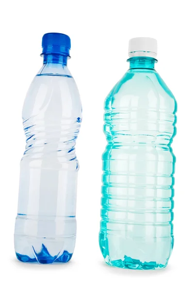 Blauw en turquiose fles met water — Stockfoto