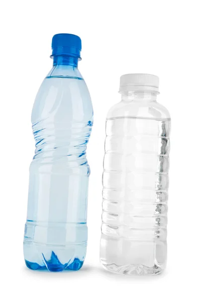 Duas garrafas azuis e não coloridas — Fotografia de Stock