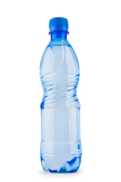 Голубая бутылка воды, изолированная на белом — стоковое фото