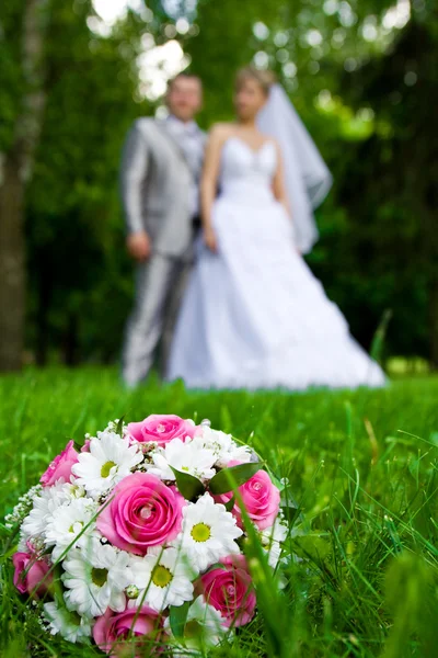 Weding bouquet on a grass Stock Image